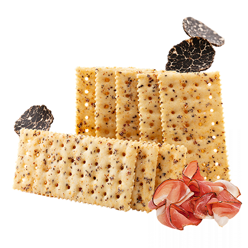 Frisdrankcrackers met zwarte truffelham
